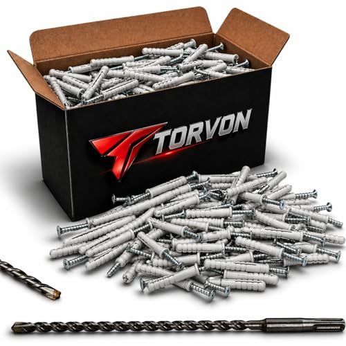 TORVON Schlagdübel 8x60 mm 100 Stk mit SDS Plus Betonbohrer 8x100/160 mm – Nageldübel für Beton & Mauerwerk – Einschlagdübel Set für schnelle Montage