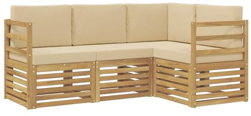 vidaXL Sofagarnituren 4 pcs Weiß und Beige 185,5 x 126,5 x 73 cm, Garten Lounge Set, modernes Sofa, gemütliche Terrassenmöbel für die perfekte Sitzgelegenheit