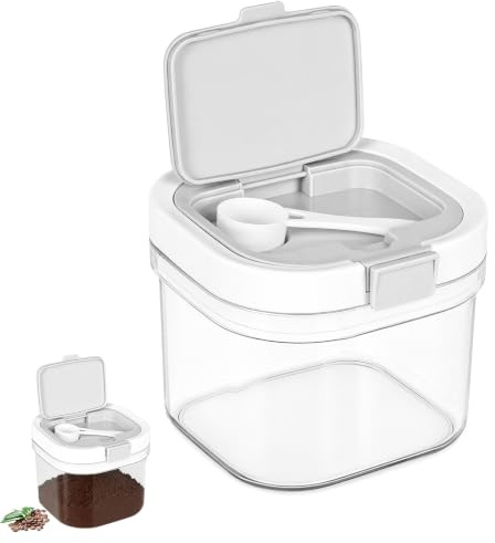 800ml Kaffeedose Kunststoff, Aufbewahrungsbox mit luftdichten Deckel Löffel | Lebensmittel Lagerung Container, Kaffeebohnen Behälter, Kaffeebehälter, Kaffeepads Dose, für Mahl Bohnen Tee Getreide