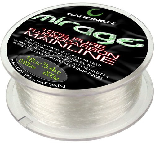 Gardner Tackle Mirage Fluorocarbon Mainline 14Lb (6.4Kg) (200M Spool)