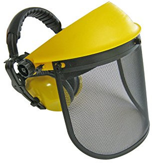 YERD Schutz-Visier/Gesichts-Arbeitsschutz klappbar mit Metallnetz (kein beschlagen), EN Norm (Mit Gehörschutz)
