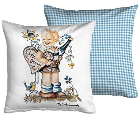 Casatex Hummel Kissenhülle I hab di gern Traditionsmarke 40x40 cm blau-weiß Junge