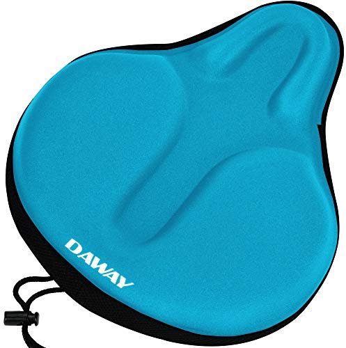 DAWAY C6 Schaum Gel Gepolsterter Fahrradsattelbezug - Extra Weicher Breit Groß Sattelbezug Für Peloton, Heimtrainer Fahrrad, MTB, Bequem Sattelpolster Für Damen Herren Senioren