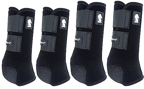 Classic Equine LEGACY2 Sportstiefel mit vorderen Scharnier, Größe L, Schwarz, 4 Stück