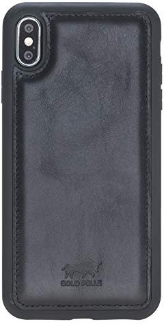 Solo Pelle iPhone Lederhülle Stanford kompatibel mit dem iPhone XS Max Case Leder Hülle Ledertasche Backcover aus echtem Leder (Schwarz)