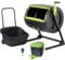 MAZE Two Stage 65 gal Compost Tumbler with Large Double Doors and Open Frame and Comes with Maze Compost Cart, 1.85 Gal Kitchen Caddie Compost Bin, 3 Rolls of Corn Bags and a Retractable Plant Caddie