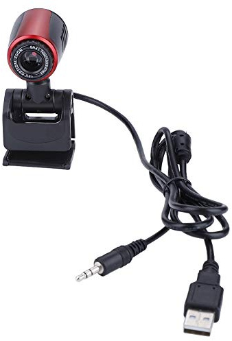Tbest Webcam Mit Licht, Externe USB 2.0 Kra Für Laptop, Webcam Skype, 16Mp HD, 360 °, Mikrofon, Schwarz und Rot