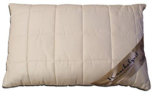 Höhenverstellbares Naturlatex-Flocken Nackenstützkissen in 40x60 cm mit separatem Innen-Kissen und unterstepptem KBA Bezug aus 100% Baumwolle - Made in Germany