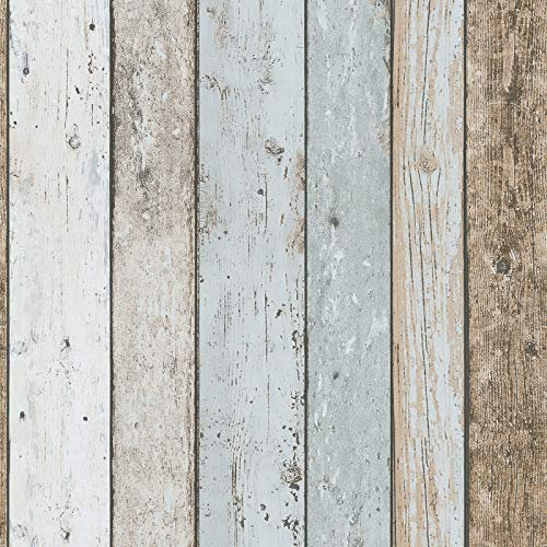 Papier peint pas cher effet bois usé | Papier peint marin bois bleu pastel & beige 8999-27 | Papier peint chambre enfant & adulte en ligne
