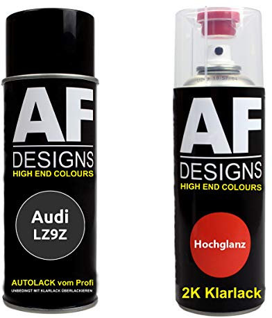 Vernis Voiture Pulvérisation Kit pour Audi LZ9Z Noire Panthère Verre/Cristal Peaerl 2K Vernis Transparent Basislack Aérosol Spray 2x400ml