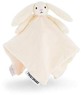 Twistshake Peluche avec Doudou Plat Carré Mouchoir en Polyester, Doudou et Peluches d’éveil et de Premier Age, Jouet Adorable pour Enfant avec Tissu Doux, Lapin, Cadeau Naissance, 19 x 12 cm