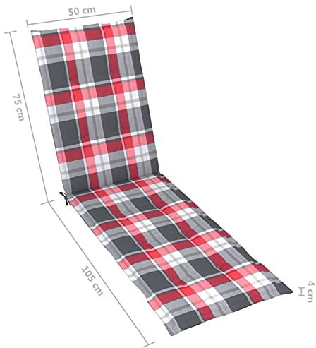Tidyard Liegenauflage Liegestuhl Auflage Stuhlauflage Deckchair Sonnenliege Liege Kissen Polster Polsterauflage Rotes Karomuster (75+105) x50x4cm