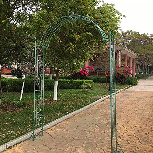MANG Gartenbogen Mit Sockel, Rankbogen Metall Rosenbogen Weiß Grün Rundbogen Kletterpflanzen Rosen Reben Rankgitter Rankenbogen Gartendekoration