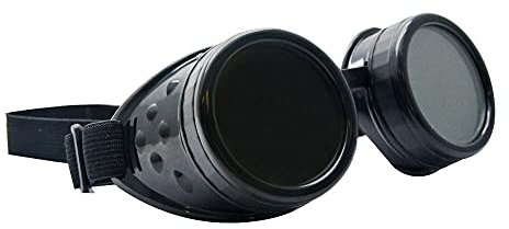 Baceyong Steampunk Lunettes de Soudage Noir avec Bande Élastique, Lunettes de Soudage Industrielles