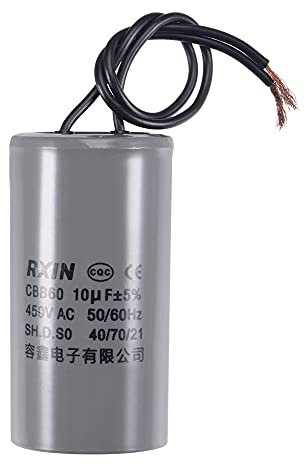 sourcing map CBB60 Run Capacitor 10uF 450V AC 2 Wires 50/60Hz Cylinder 74x38mm for Air Compressor Water Pump Motor