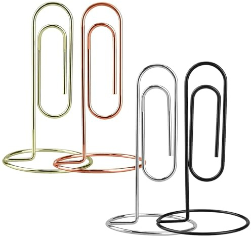 Enenes 4 Pack 5.2 Inch Jumbo Memo Holders, Metal Desk Paper Clips