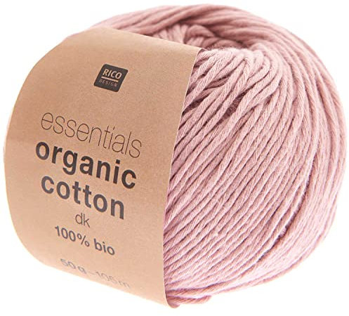 Rico Design Essentials Organic Cotton DK Farbe 05, Bio Baumwolle Baumwollgarn zum Stricken oder Häkeln