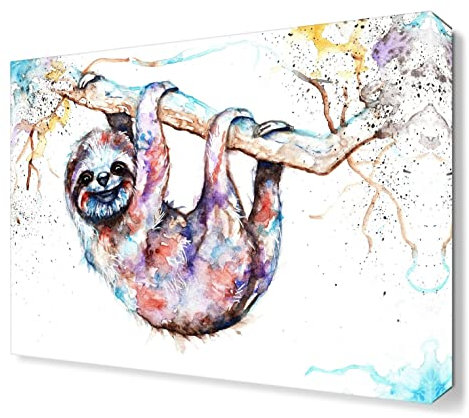 CSSXJART Tierwelt Tier Faultier Aquarell, Leinwand Bilder | Kunstdrucke auf Leinwand Wandbild Wanddekoration für Wohnzimmer Schlafzimmer - 60x80cm Ungerahmt