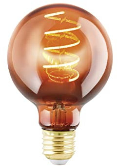 EGLO E27 Lampe dimmbar, Spiral LED Glühbirne Globe, Vintage Deko Leuchtmittel Kupfer im Retro-Design, 4 Watt, 30 Lumen, warmweiß, 2000k, Edison Birne G80, Ø 8 cm