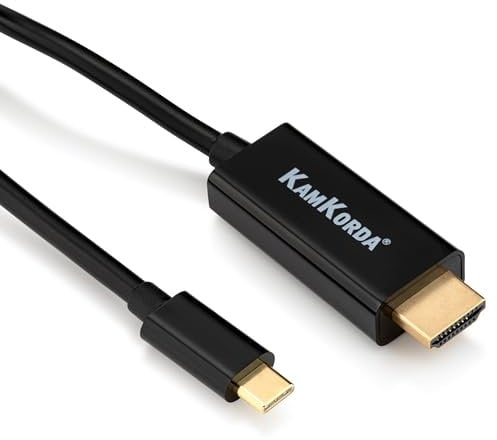 KamKorda USB-C to HDMI Cable 2M, 4K@60Hz Type-C Video Cable for MacBook Pro, iPad Pro, Galaxy S22, Huawei, Chromebook, Steam Deck, Laptop to TV, Monitor, Projector, Plug and Play