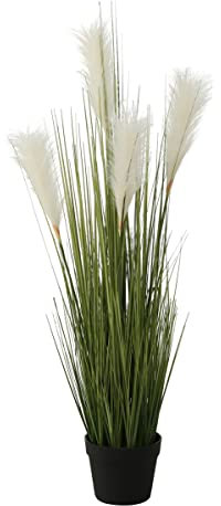 WHOLE HOUSE WORLDS Realistisches Kunst-Pampasgras-Hauspflanze, Schwarzer Topf, Dick und Buschig, Flauschige Wedel, 100cm