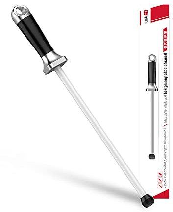 Knife Honing Rod,10 Inches Ceramic Sharpening Stick, Home Kitchen Knife Sharpener, 1000 Grit Ceramic White