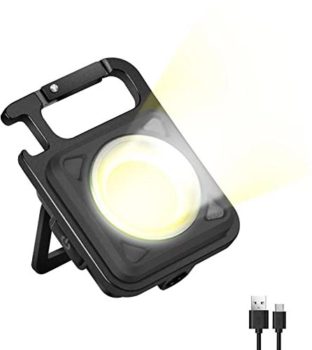 Voiakiu Small LED Torch | Work Light Portable Torch | Keychain USB Rechargeable Torch for Camping Fishing Graduation Lightweight Corkscrew