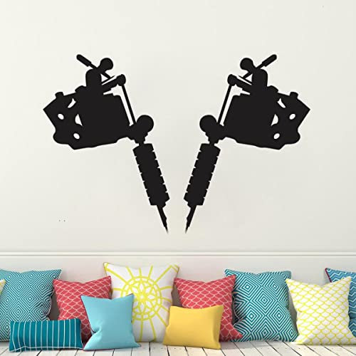 BHADANI Tattoo Studio Logo Wandtattoos Tattoomaschinen Fensterdekor Aufkleber Innendekoration Poster Abnehmbare Vinyl-Wandbilder DW13954-635,42x63CM