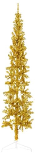 vidaXL Slim Artificial Half Christmas Tree with Stand Gold 210 cm