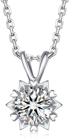 MomentWish Halskette Schneeflocke, 1 Karat Moissanite Diamant Kette Damen Silber 925 Schmuck Mit Geschenkbox für Frauen Freundin
