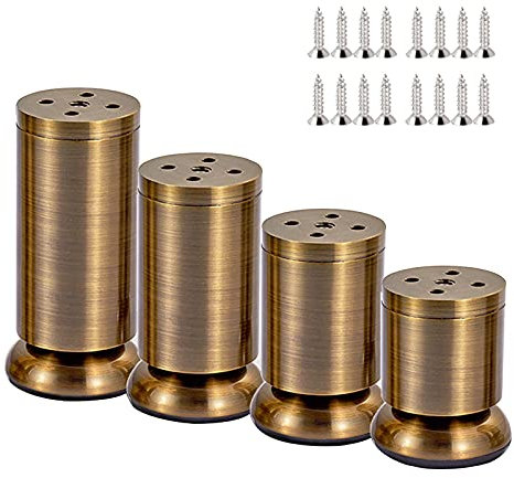 TONZN Möbelfüße aus Metall, 4 Stück, runde Möbelbeine, Sofafüße, Couchtisch- und Schrankfüße, verdickte Möbelfüße aus Zinklegierung, Gummifüße, goldfarben, 12 cm, 15 cm (Bronze 12 cm)