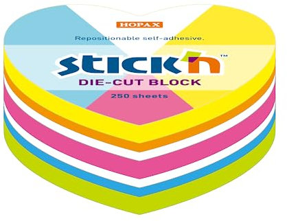 Haftnotizen in Herzform | 250 Blatt – aus Papier – Neonfarben sortiert – Maße 6,4 x 6,7 cm Mimbek