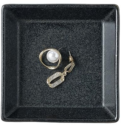 BEUNAIZER Bandeja para joyas, plato para anillos, bandeja de cerámica para abalorios, cuenco para llaves, plato decorativo para aretes, collares, relojes, para amigos, hermanas, hija, madre (cuadrado