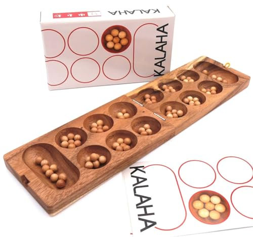 ROMBOL Kalaha - hochwertiges Steinchenspiel für 2 Personen inkl. Spielsteinen, Modell:3