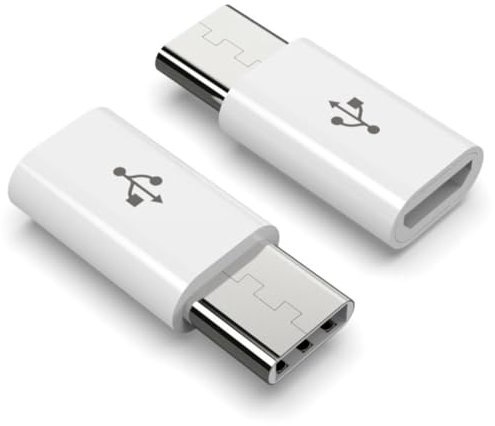 Micro USB to USB C (2 Pack), Micro-USB Female to USB-C Male OTG Adapter Compatible with Samsung Galaxy, LG, Huawei, Type-C Phones, Tablets and More (White)