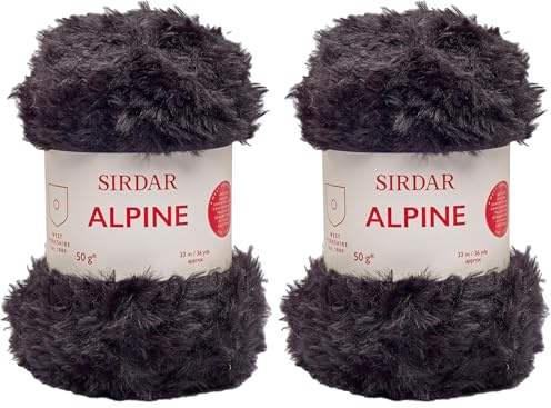 Sirdar Alpine, Luxe Faux Fur Yarn, Panther (401), 50g (Pack of 2)