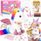MULEVIP Einhorn Mädchen 29-teiliges Einhorn Kuscheltier Set mit Malbuch und Schmuck für 2-8 Jährige