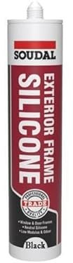 Soudal Trade Exterior Interior Window Door Frame Silicone Sealant Cartridge Sealing Tube Low Modulus Neutral Cure 270ml (Black)