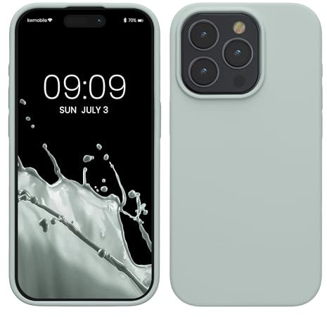 kwmobile Handyhülle für iPhone 15 Pro Hülle, für iPhone 15 Pro Case - Hülle Silikon - kabelloses Laden - Cool Mint