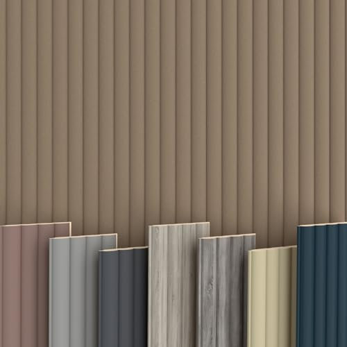 WAVE Lamellen 2,75m HEXIM - MDF Holz Lamellenwand Wandpaneele Lamellenverkleidung Wandverkleidung Lamellenpaneele Holzpaneele Natur (16 Paneele & Zubehör, Standard Pure Wood)