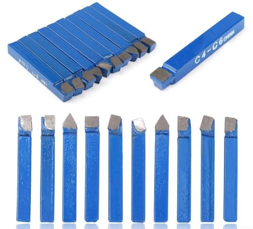 10 x 0,64 cm Metall-Drehmaschinen-Werkzeug, Hartmetallspitzen-Fräser-Werkzeug, C6-Bit-Schneid-Set für allgemeine Drehmaschinen, halbautomatische und automatische Drehmaschinen