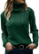 GeGekoko Women's Long-Sleeved Cable Knit Roll Neck Jumper, dark green, S