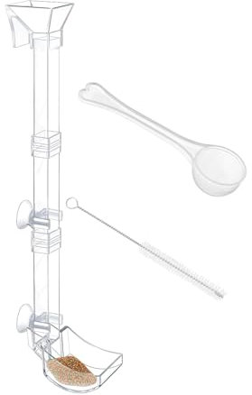 Comedero acrílico para camarones – Tubo de peces de clase acuario – Kit de tubo de alimentación de peces de acuario con plato de alimentación transparente | Tubo de alimentación de camarones montado |