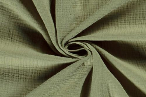 50x130cm Musselin Stoff uni Oeko-Tex zertifiziert Meterware Mulltuch Baumwolle, Farbe:oliv