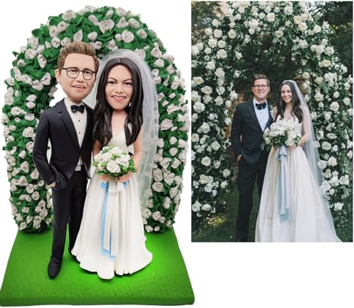 Ywkdnf Wackelkopf, personalisierbar nach Ihren Fotos, handgefertigtes Handwerk, Polymer-Ton, Material, Hochzeit, Paar, Souvenirs, Geburtstag, Paare, Geschenke, Haustier-Souvenirs, personalisieren Sie