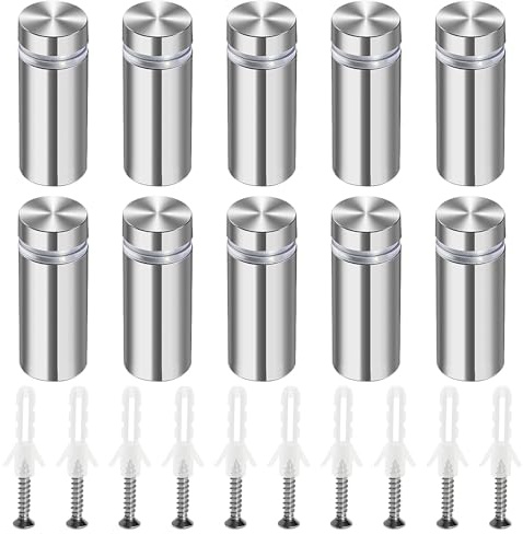 Lyeteung 10 Stücke 12×30 mm Schilder Abstandshalter, Edelstahl Schilderhalter Werbeschraube, Werbung Schrauben Abstandshalter, Glasabstandsbolzen mit Schrauben und Spreizrohr, für Schilder Displays