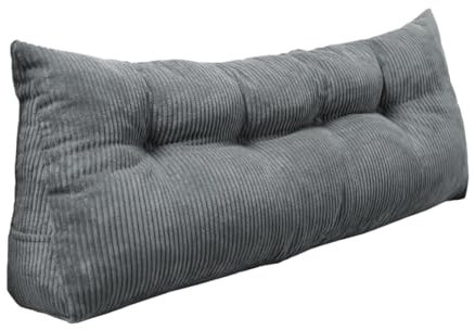 chilly pilley® Stützkissen Cord Rückenkissen Lesekissen Bettkissen Wandkissen Keilkissen Bettstützkissen viele Farben, 140x50x20 (Grau)