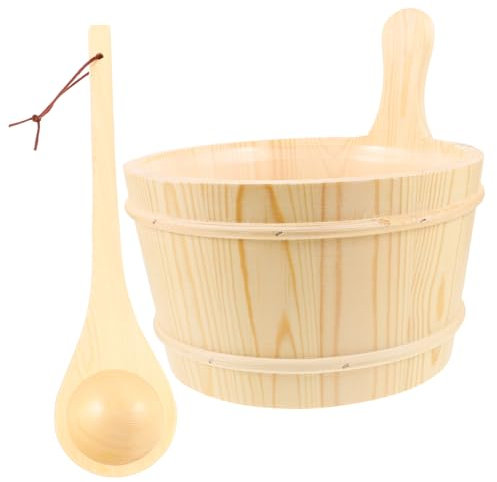 IWOWHERO Holzfass Sauna Eimer Naturholz Saunakübel Badzubehör Sauna Eimer Naturholz Badzubehör