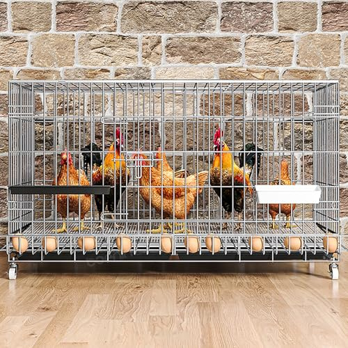 Hühnergehege für 8–16 Hühner, Hühnerstall, Auslaufkäfig mit Rädern und Eiersammler, Chicken Run für den Außenbereich im Hinterhof(100cm/39.3in)