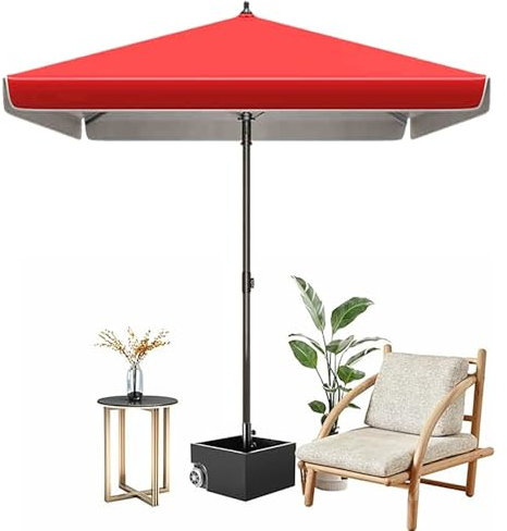YHDMDQ Sonnenschirm Rechteckig 2x2m 1.8x2.2m Ampelschirm Sonnenschutz Gartenschirm Terrassenschirm Höhenverstellbar Strandschirm Tischschirm Wasserdicht Ohne Ständer(Red,1.8x2.2m/6x7.2ft)